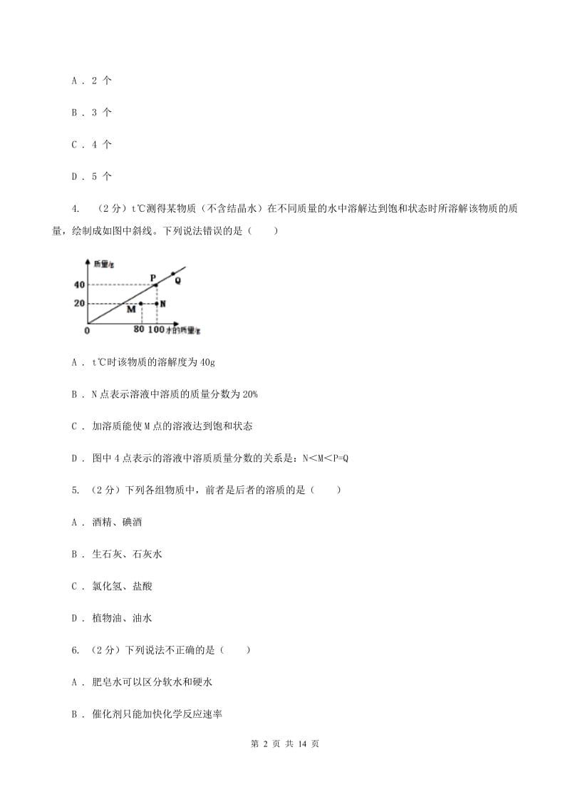 沪教版中学九年级下学期开学化学试卷（五四学制）（I）卷.doc_第2页