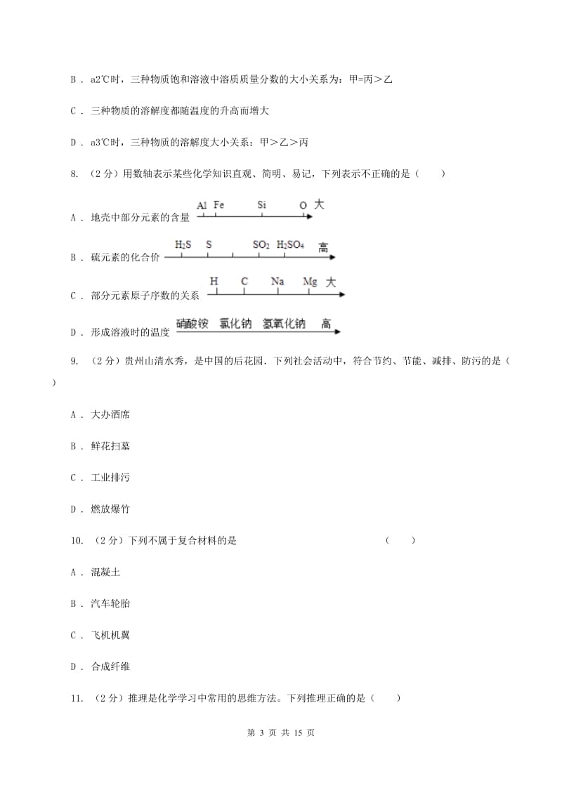 沪教版2019-2020学年中考化学二模考试试卷（I）卷 .doc_第3页