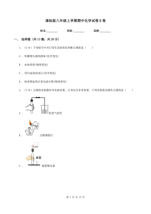 課標版八年級上學期期中化學試卷B卷.doc