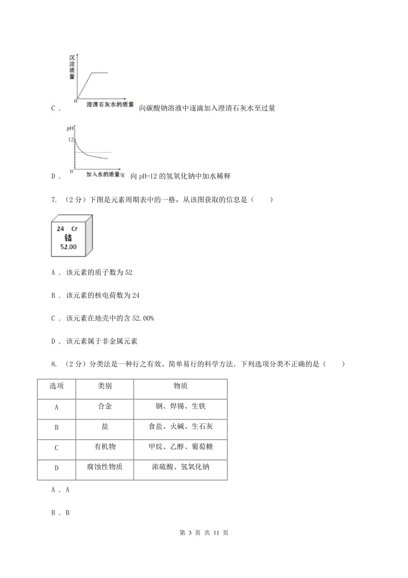 课标版2019-2020学年九年级下学期化学期中考试试卷（I）卷.doc_第3页