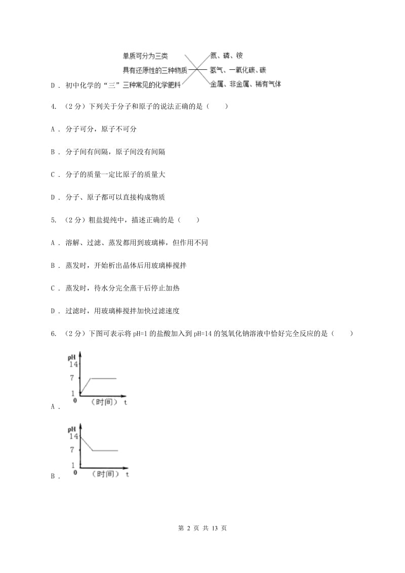 鲁教版2020年中考化学押题卷（I）卷.doc_第2页