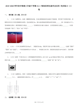 2019-2020學(xué)年初中物理八年級下學(xué)期10.3 物體的浮沉條件及應(yīng)用 同步練習(xí)（I）卷.doc