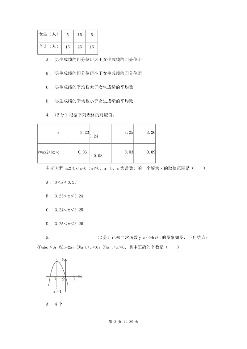 人教版2020届九年级上学期数学期末考试试卷（II）卷.doc_第2页