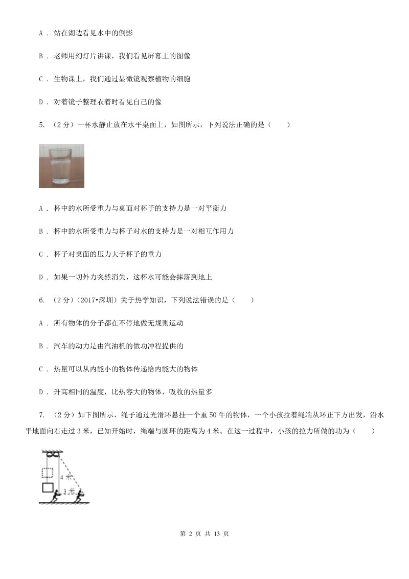 北师大版九年级下学期期中物理试卷.doc_第2页