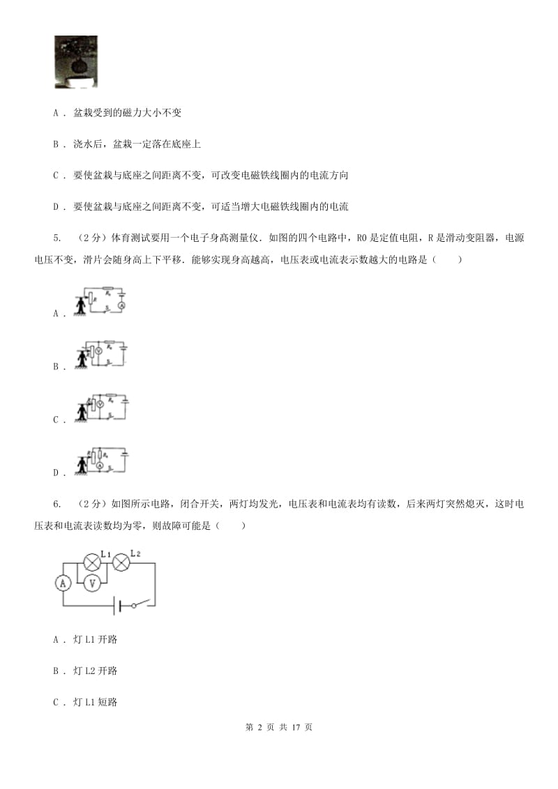 2019-2020学年九年级下学期物理月考试卷A卷.doc_第2页