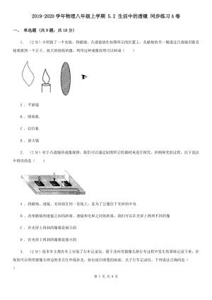 2019-2020學年物理八年級上學期 5.2 生活中的透鏡 同步練習A卷.doc