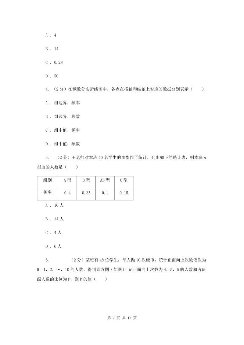 北师大版数学七年级上册第6章第3节数据的表示同步检测（I）卷.doc_第2页