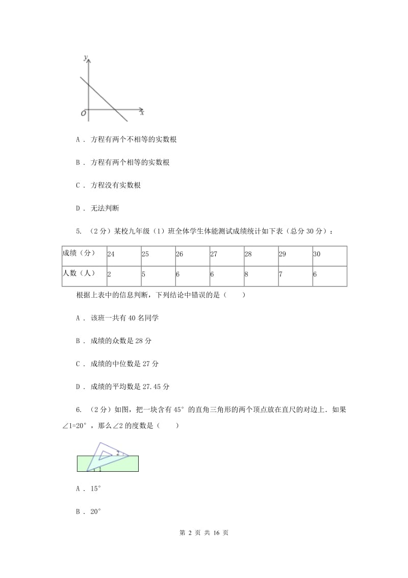 人教版2020届九年级下学期初中毕业生学业考试押题卷数学试卷C卷.doc_第2页