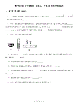 粵滬版2020年中考物理一輪復(fù)習(xí)： 專題04 物質(zhì)的物理屬性.doc