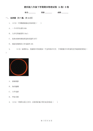 教科版八年級下學(xué)期期末物理試卷（A卷）B卷.doc