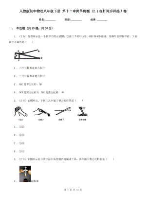 人教版初中物理八年級(jí)下冊(cè) 第十二章簡(jiǎn)單機(jī)械 12.1杠桿同步訓(xùn)練A卷.doc