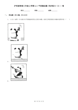 滬科版物理八年級(jí)上學(xué)期4.2 平面鏡成像 同步練習(xí)（II ）卷.doc