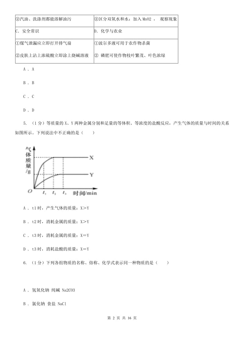 沪科版2019-2020学年九年级上学期科学第一次次月考试卷A卷.doc_第2页