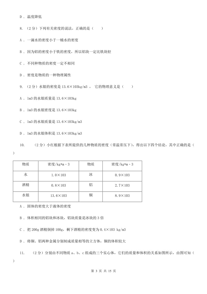 华师大版八上科学单元同步训练卷十六浮力（密度）A卷.doc_第3页