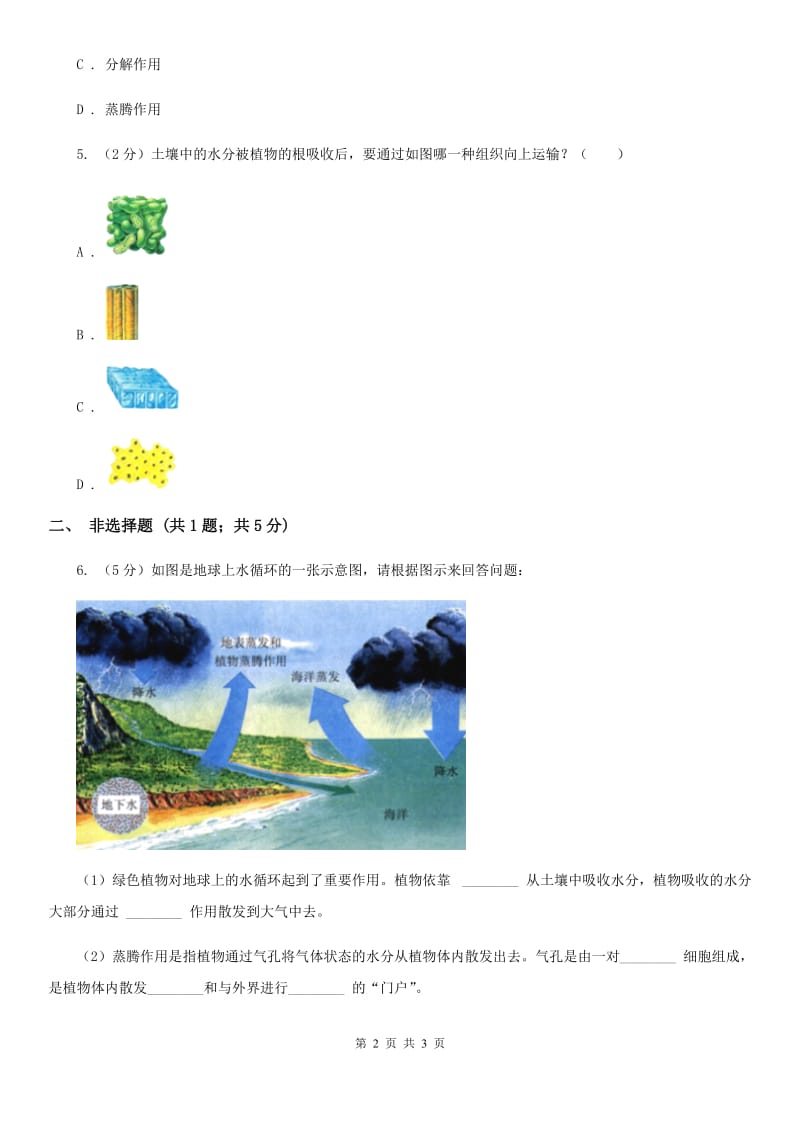 2020年浙教版科学中考复习专题29：植物与土壤D卷.doc_第2页