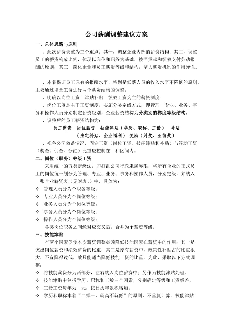 公司薪酬调整建议方案.doc_第1页