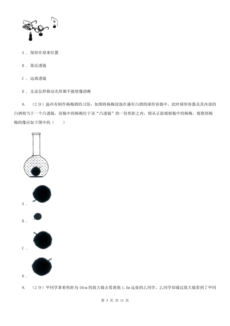 华师大版科学中考复习专题13：透镜与视觉B卷.doc_第3页