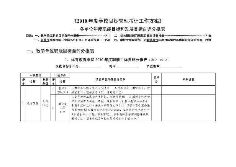 《2010年度学校目标管理考评工作方案》.doc_第1页