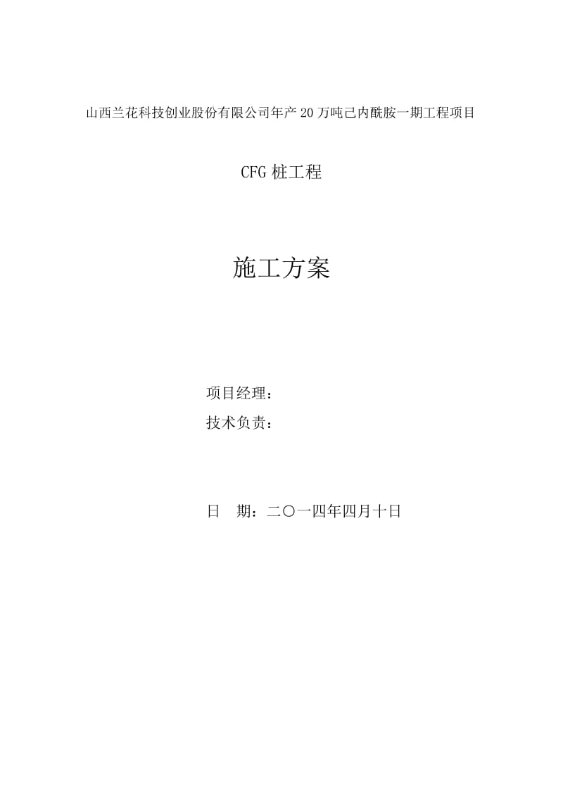 产20万吨己内酰胺一期工程项目cfg桩工程施工方案.docx_第1页