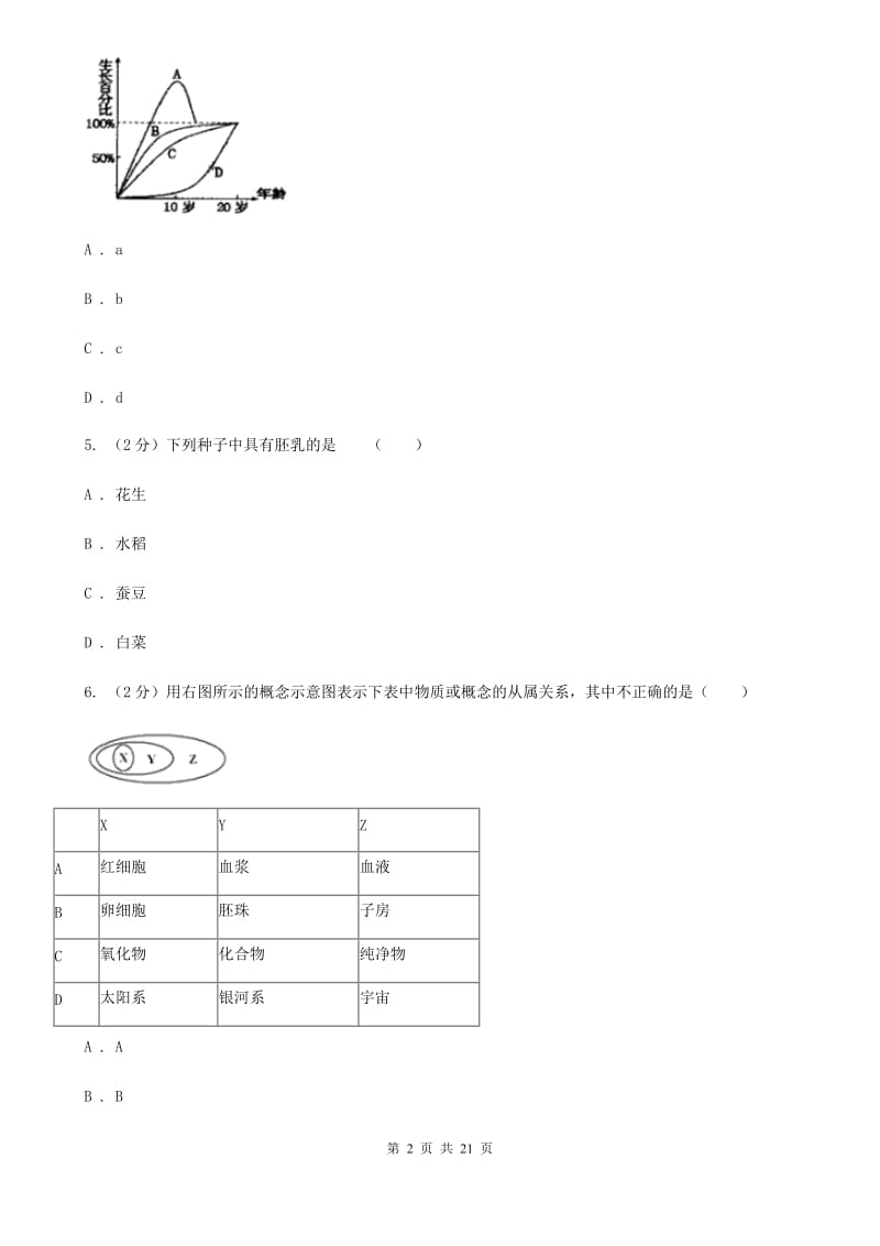 华师大版2019-2020学年七年级下学期科学第一次学情检测试卷D卷.doc_第2页