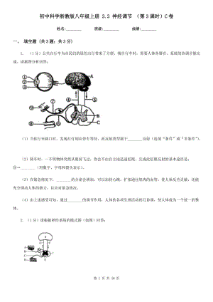 初中科學(xué)浙教版八年級(jí)上冊(cè) 3.3 神經(jīng)調(diào)節(jié) （第3課時(shí)）C卷.doc