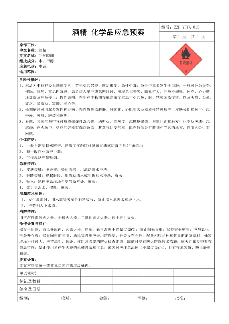 《化学品应急预案》word版.doc_第1页