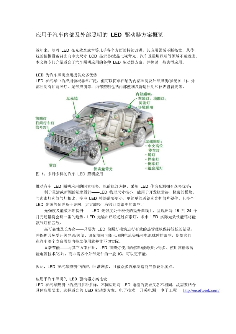 应用于汽车内部及外部照明的LED驱动器方案概览.doc_第1页