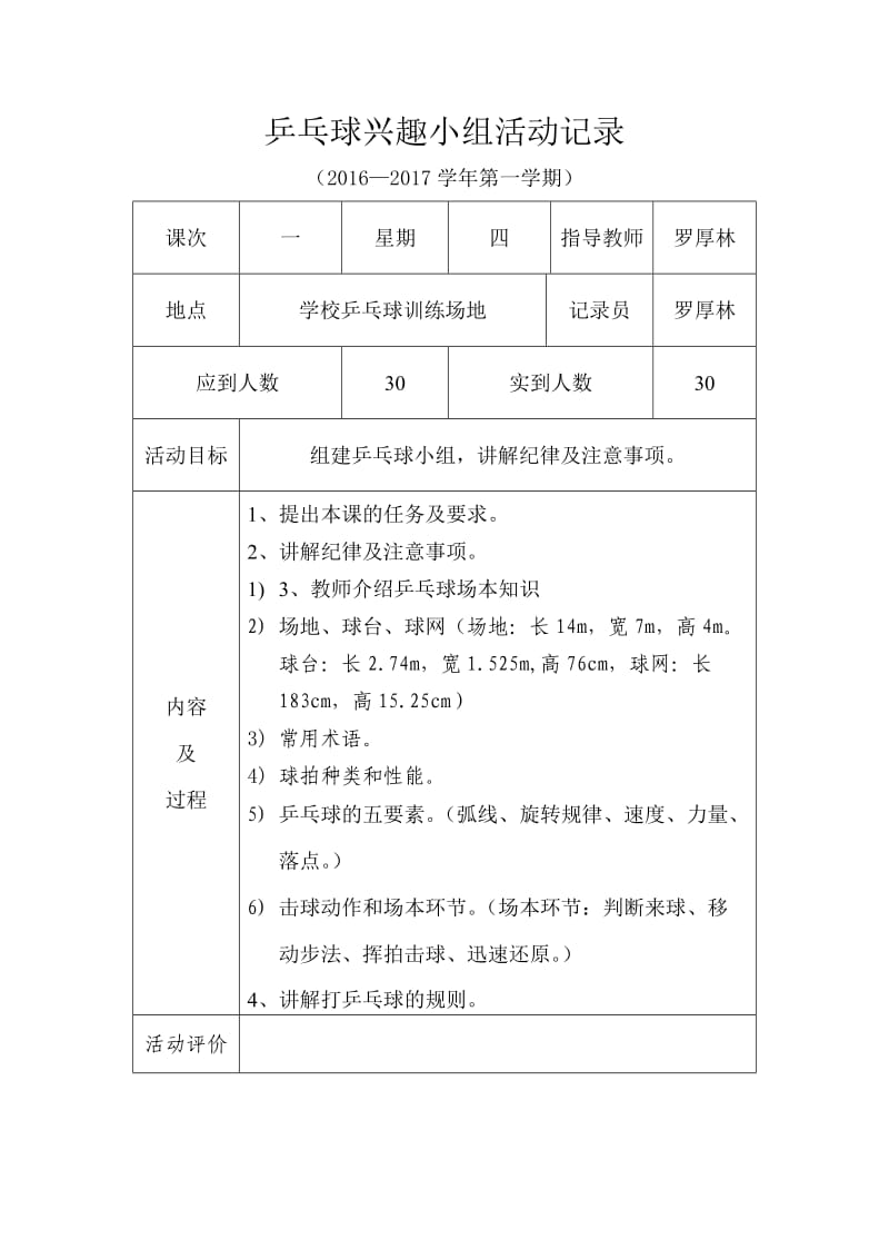 乒乓球社团活动记录.doc_第1页