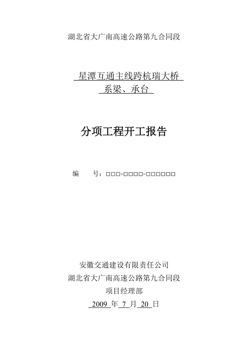 星潭互通主线跨杭瑞大桥系梁、承台分项工程施工方案.doc_第1页