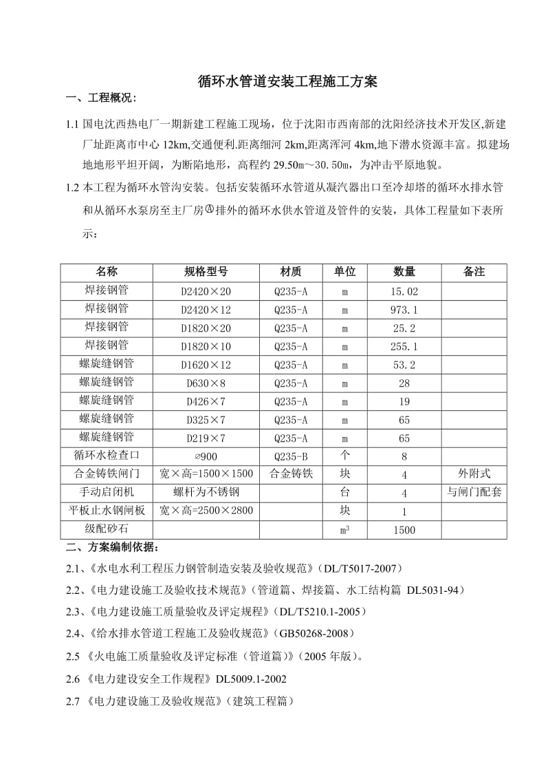 循环水管道安装方案(作业指导书).doc_第1页