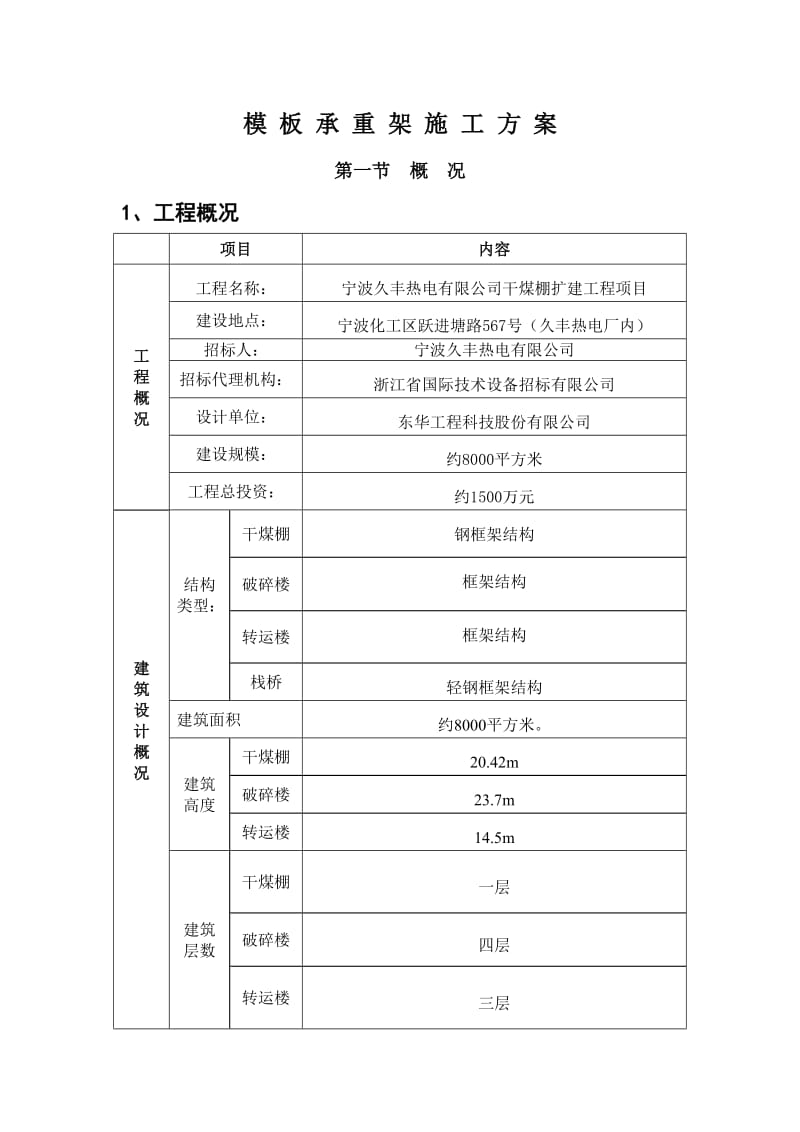 久丰热电模板承重架施工方案.doc_第1页