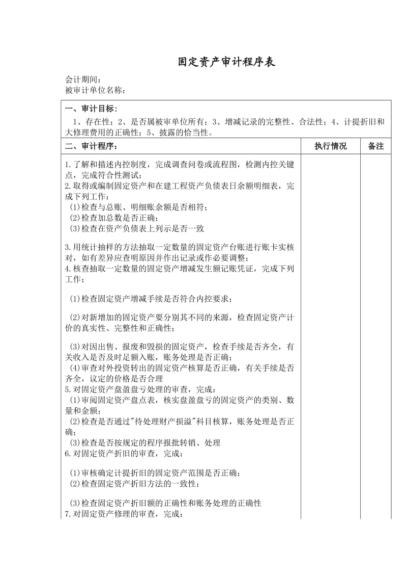 固定资产审计程序表.doc_第1页