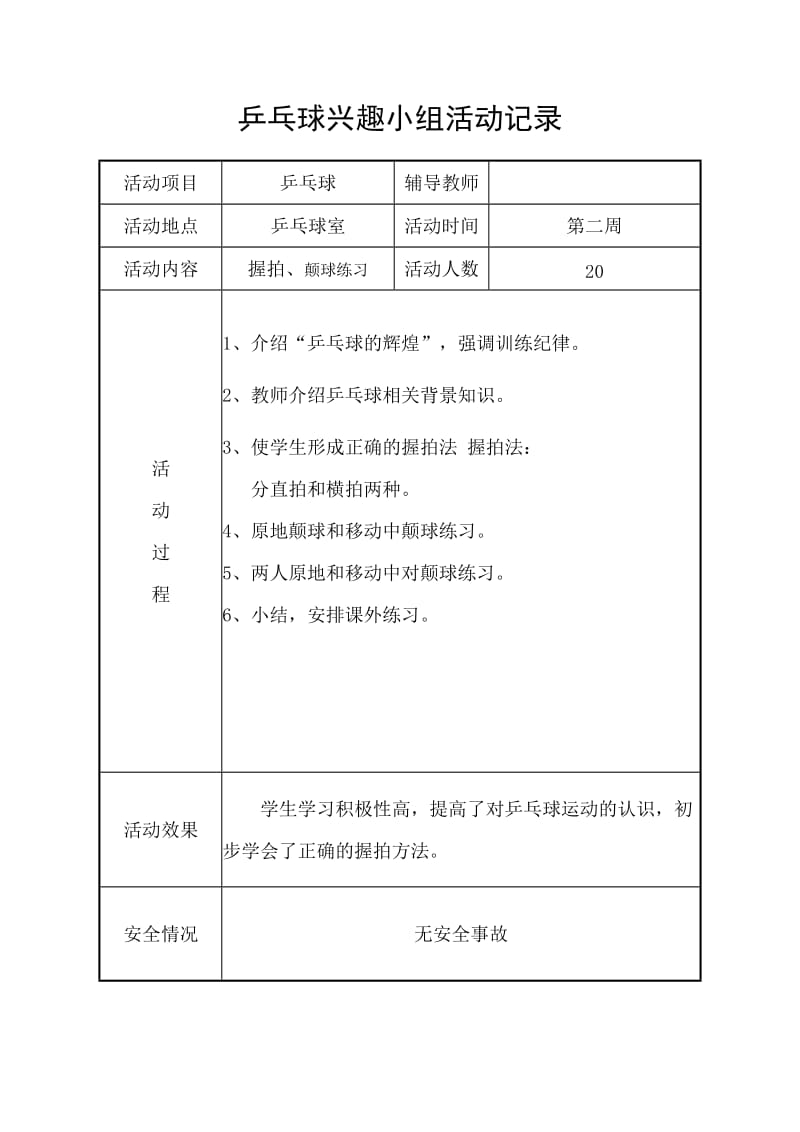 乒乓球兴趣小组活动记录.doc_第1页