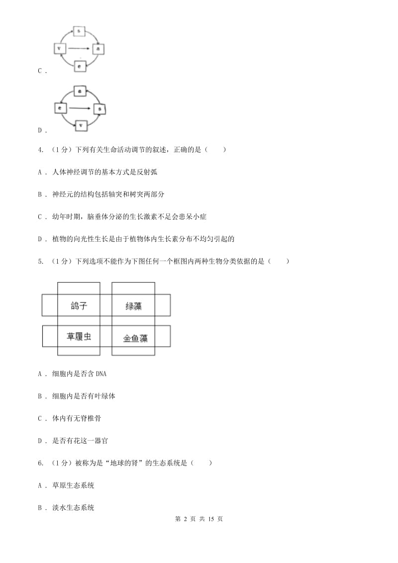 华师大版科学七年级下学期第五章生态系统单元练习B卷.doc_第2页