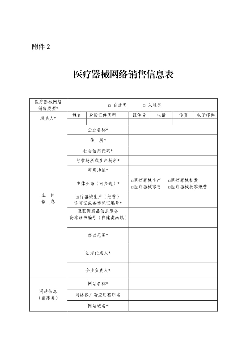 医疗器械网络销售信息表.doc_第1页