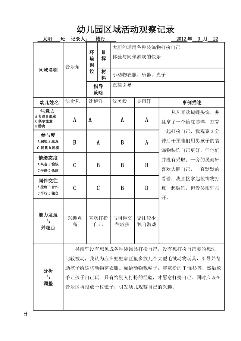 区域活动观察记录表3月.doc_第1页