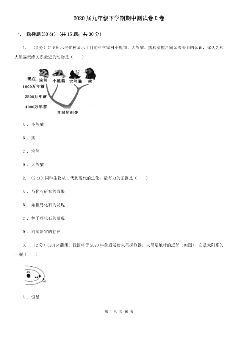 2020届九年级下学期期中测试卷D卷.doc_第1页