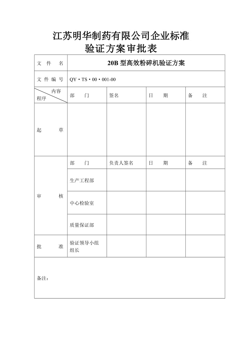 制药设备验证方案20B型高效粉碎机验证方案.doc_第2页