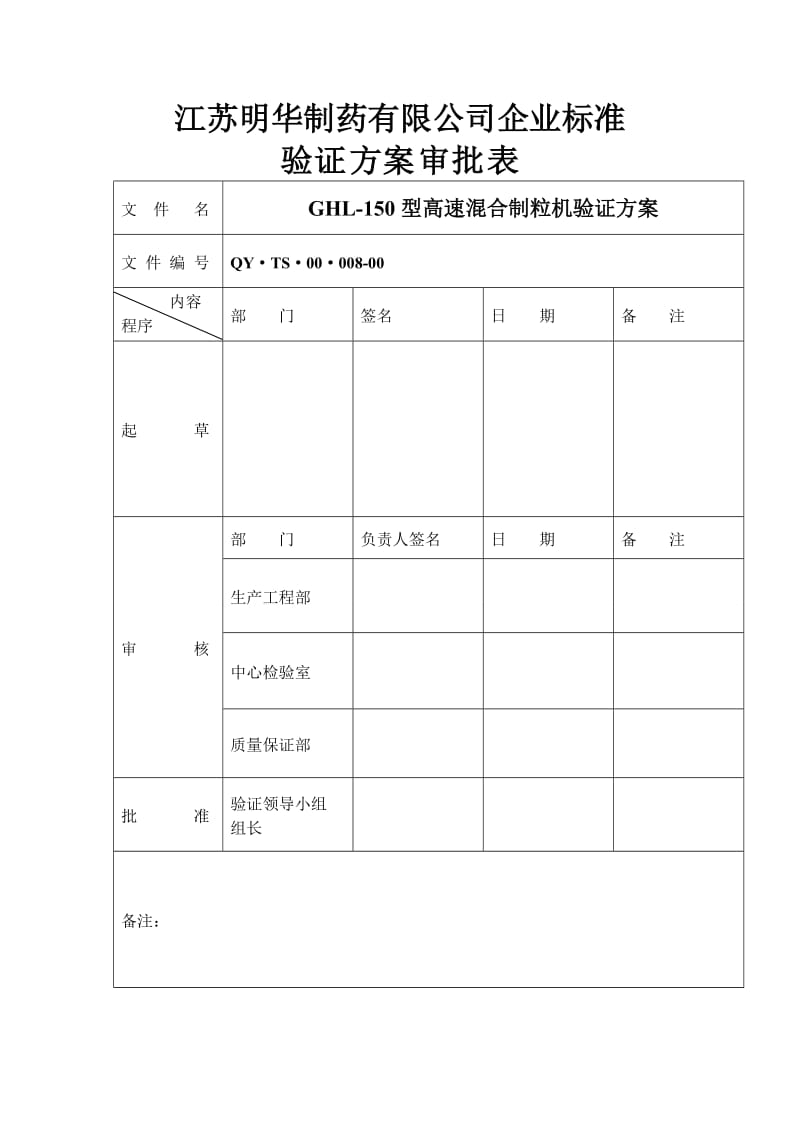 制药设备验证方案GHL-150型高速混合制粒机验证方案.doc_第2页