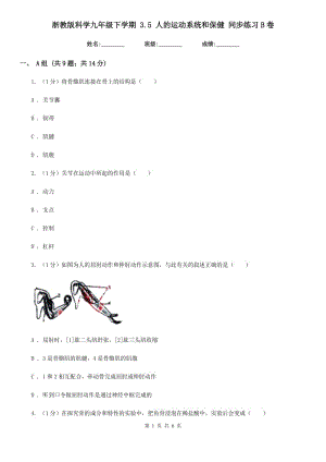 浙教版科學(xué)九年級下學(xué)期 3.5 人的運動系統(tǒng)和保健 同步練習(xí)B卷.doc