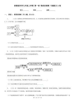 浙教版科學(xué)九年級上學(xué)期 第一章 物質(zhì)的推斷 專題練習(xí)A卷.doc