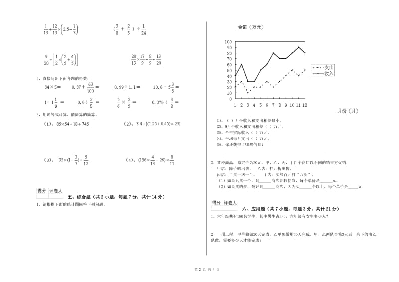 江苏版六年级数学【下册】能力检测试题D卷 含答案.doc_第2页