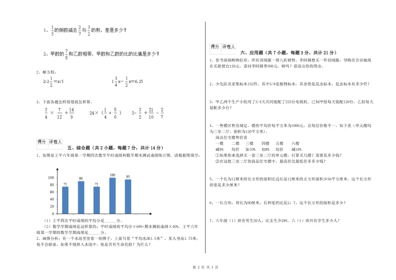 江苏版六年级数学【下册】自我检测试卷C卷 附解析.doc_第2页