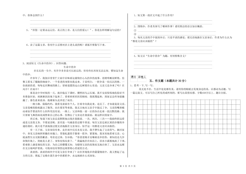 河南省重点小学小升初语文考前练习试卷C卷 含答案.doc_第3页