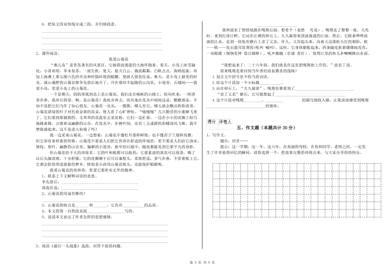 浙江省重点小学小升初语文每周一练试题D卷 含答案.doc_第3页