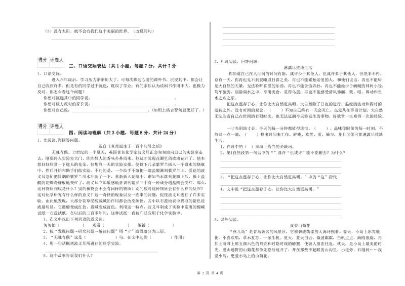 河南省小升初语文过关检测试卷B卷 附解析.doc_第2页