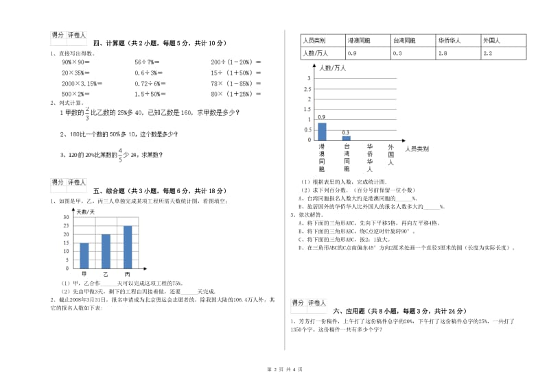 江苏省2020年小升初数学考前检测试卷D卷 附解析.doc_第2页