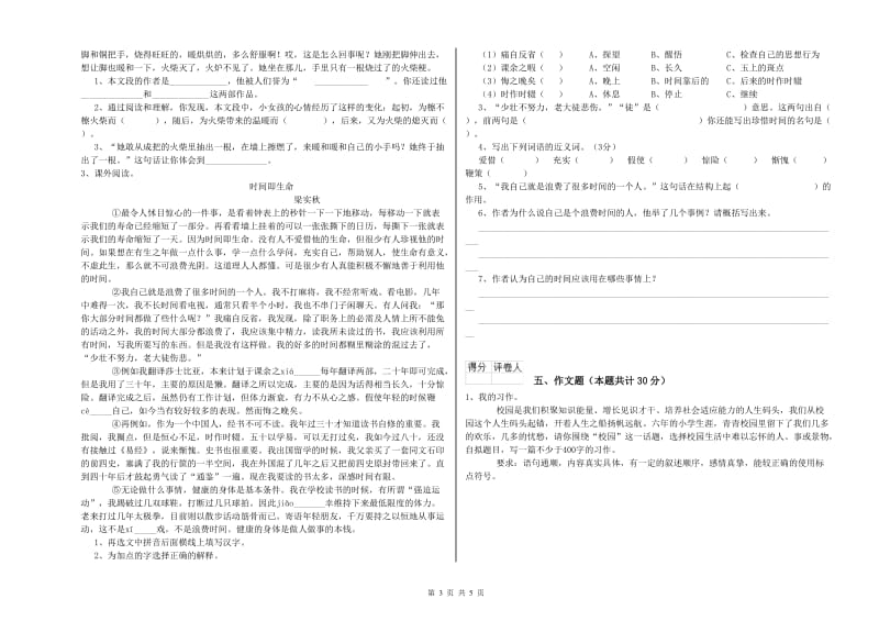 淄博市重点小学小升初语文模拟考试试题 附解析.doc_第3页