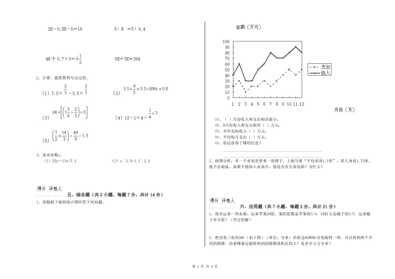 江苏版六年级数学上学期月考试题D卷 附解析.doc_第2页