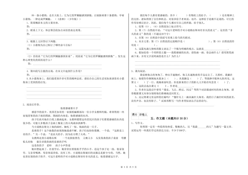 河南省小升初语文考前练习试卷C卷 附答案.doc_第3页